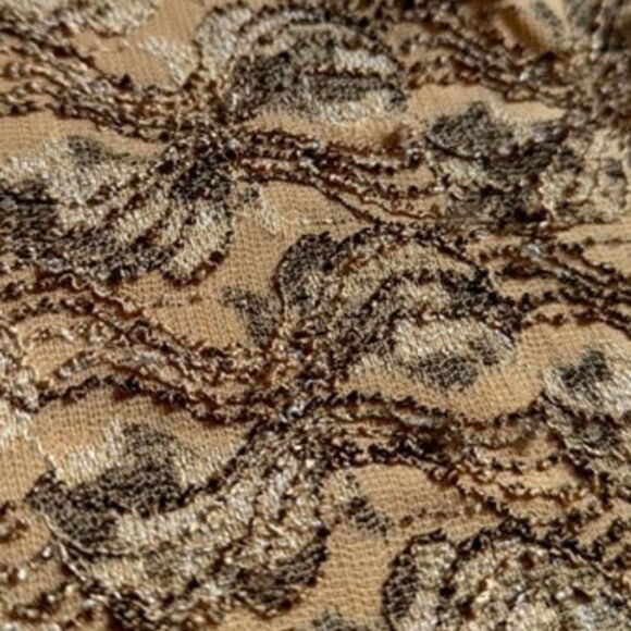 Women's Vintage Neutral Brown Floral Short Sleeve Top, Large - Picture 3 of 4